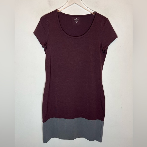 Athleta Ella dress color block purple gray. Size Medium - Picture 1 of 6